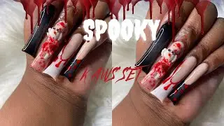 Recreating an instagram set| FULL DETAIL*|pop off method| #halloween2023  #nailart