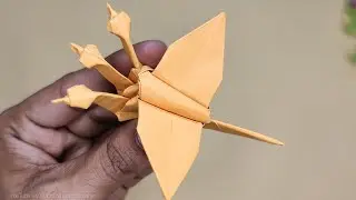 Origami three heads Crane Bird