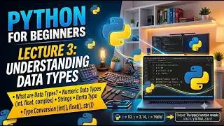 Python Programming - Lecture 3 | Data Types, Numeric Data Types Strings, Boolean, type(), Conversion