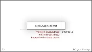 [03] Projelerin oluşturulması, Temanın uyarlanması, Backend ve Frontend ortamı