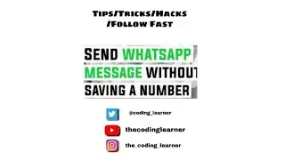 Send Message On WhatsApp Without Saving Number !!✨ (Check Description)