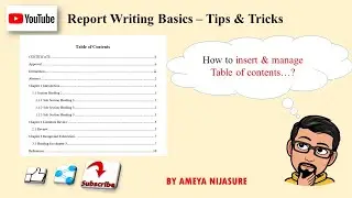 Report Writing Basics | Tips & Tricks - Table to content