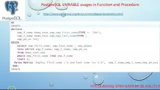 PostgreSQL Variable, How to define Variables in PostgreSQL | %TYPE Variable definition in Hindi