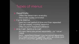 Types of menus
