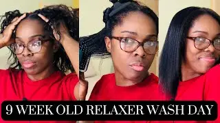 Relaxed Hair Wash Day Routine - 9 Weeks Post Relaxer