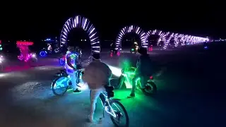 High-speed Burning Man 2024 Night Cart Ride 360 Video