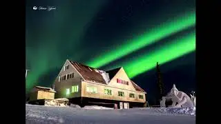 Северное сияние в снежной деревне. 7.03.2019 г.