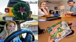 going to Starbucks, fixing my christmas jeep and baking christmas cookies! (vlogmas day 2 ☃️)