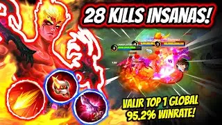 28 KILLS AND MANIAC! HIS DAMAGE IS INSANE! VALUE TOP 1 GLOBAL 95.2% WINRATE! | MOBILE LEGENDS
