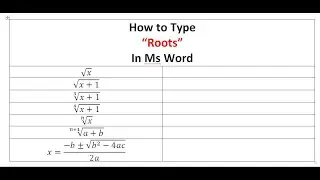 How to Type Root in Ms Word