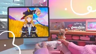 🍯 playing genshin on a chilly afternoon | 45 min of gameplay ambience (jp dub, ipad pro) ✩