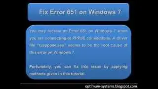 Fix Error 651 with PPPoE connections in Windows 7