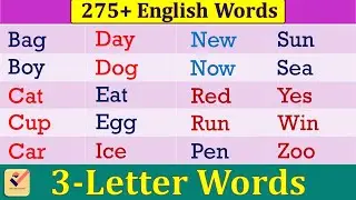 3-Letter Words in English : 275+ important 3-Letter English words | Vocabulary | Spoken English