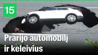 Ėmė ir prarijo visureigį: netikėtai atsivėrusi smegduobė Seule pasiglemžė važiavusią mašiną