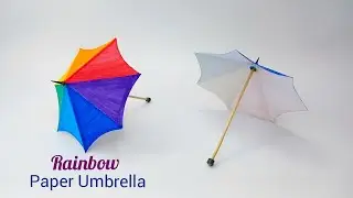 How To Make A Rainbow Paper Umbrella  // Origami Umbrella // mini paper Umbrella