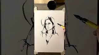 Ink on paper portrait drawing #inkdrawing #art