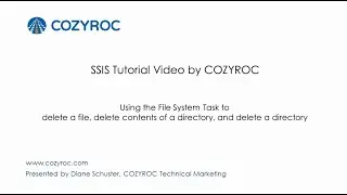 Using the File System Task for deleting files and directories - SSIS tutorials for Beginners COZYROC