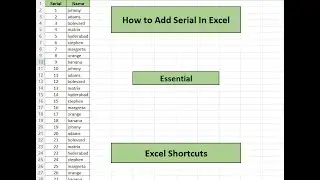 How To Add Serial In Excel | How To Add Series In Excel