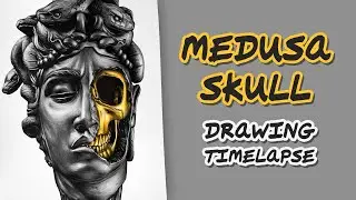 Drawing Medusa Skull - Timelapse (#Shorts)