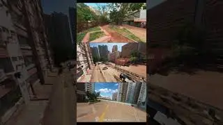 Flying into Lok Wah Estate!  