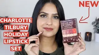 CHARLOTTE TILBURY ICONIC MINI LIP WARDROBE LIPSTICK SET LIP SWATCHES & REVIEW | BROWN SKIN