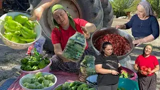 Winter preparations in the village: pickles, tomato paste, dried food | We are in the fields with...