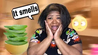 WASHING MY HAIR IN ALOE VERA FOR THE FIRST TIME REACTION *IT STINKS 😷