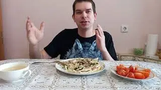 Мукбанг. Домашний бешбармак из курицы.