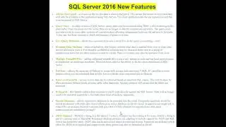 SQL server 2016 new features