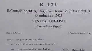 BSC 1st year general English paper 2023 | BA 1st year general English paper 2023 | सामान्य अंग्रेजी