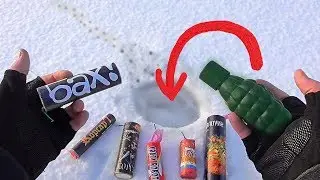 TOP the FIRECRACKERS IN the ICE HOLE  EXPLODE FIRECRACKERS | Tracks brought me to this place