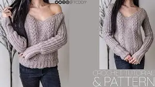 How to Crochet: Cable V Neck Sweater | Pattern & Tutorial DIY