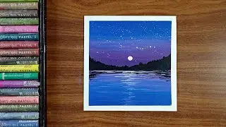 Night drawing with oil pastel | Oil pastel drawing for beginners | Nature drawing