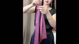 Long silk scarf fastening method
