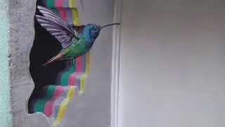 Arte en 3D, Colibrí saliendo de la pared