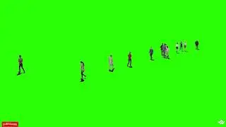 "3D characters walking back and forth green screen keying video"