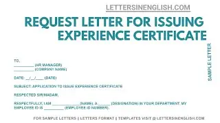 Request Letter for issuance of Experience Certificate - Request for issue of Experience Certificate