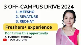 3 Off-Campus Drive 2024 | Package: 10-20 LPA @techlecture #offcampusrecruitment