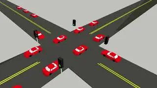 Light controlled intersection with four light clusters.