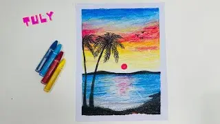 Draw A Scenery With Oil Pastel Color