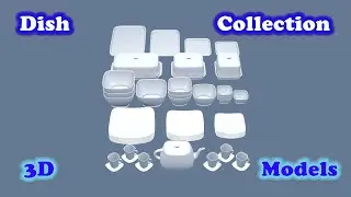 Square Porcelain Dish Collection 3D models. Created in Blender.