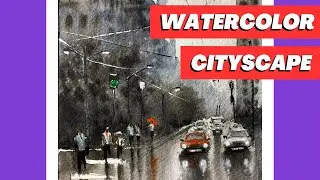 Watercolor rainy cityscape study after Nanasaheb Yeole