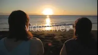 Girls and Sea Sunset - Stock Footage