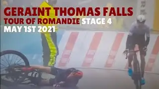 Geraint Thomas falls 50 meters from the finish line at Tour de Romandie State 4 - Crash