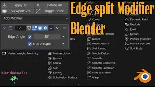 Blender , модификатор Edge split cо всеми настройками