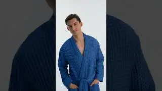 Home One халат вафельный мужской голубой