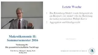 Makroökonomie 2 - Vorlesung 6 (Prof. Michael C. Burda)