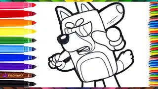 how to draw bandit 🐶 bluey dad bandit step by step drawing tutorial 💙  drawing for kids