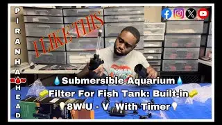 Submersible Aquarium Filter for Fish Tank Built-in 8W U - V with Timer