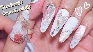 Is it wedding season? Romantic rose🌹✨ White French manicure full tutorial💅